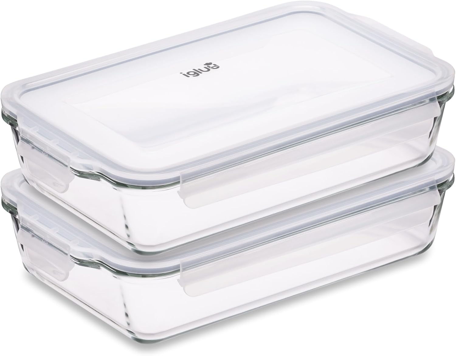 Igluu Meal Prep - Glass Lasagne Dish with Airtight Snap Lock Lid - Large Rectang...