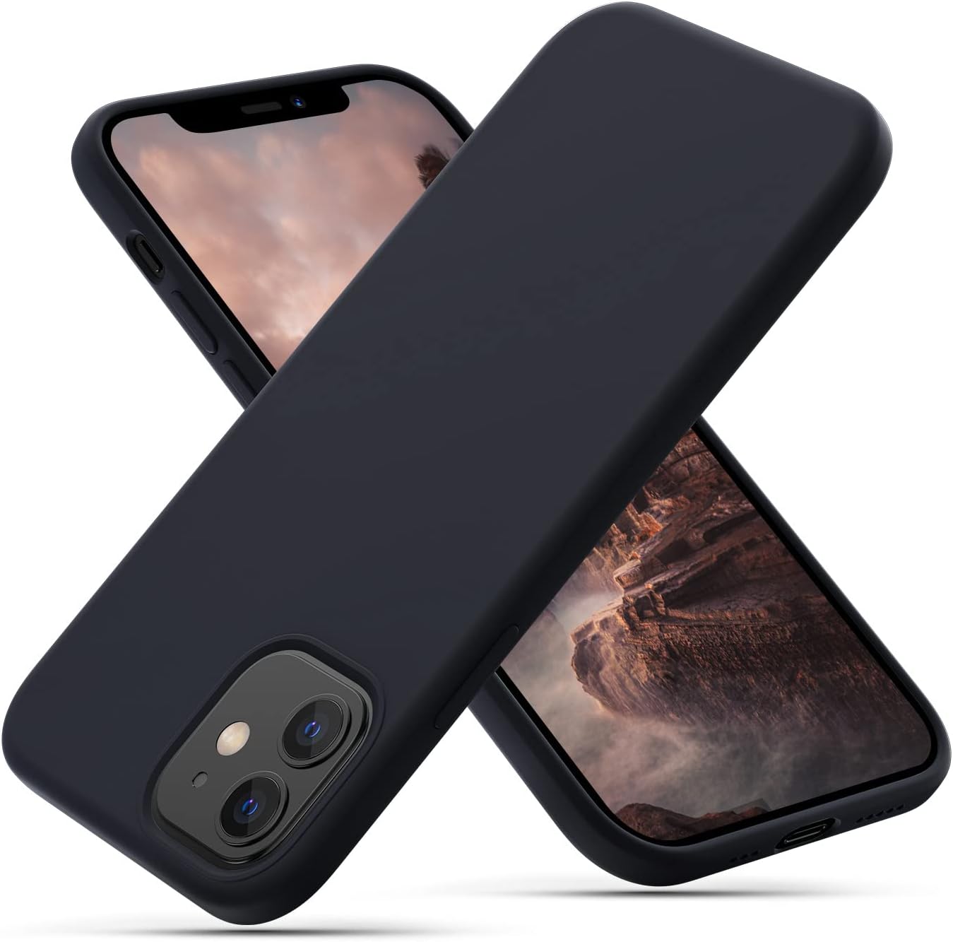 CALOOP Slim-Fit for iPhone 12/12 Pro Case,Skin Soft Liquid Silicone,Sturdy Hard...