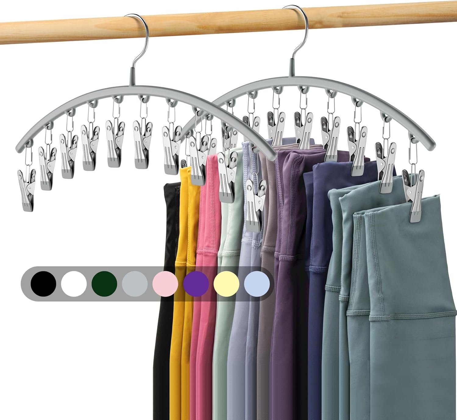 Legging Organizer for Closet, Metal Yoga Pants Hanger w/Rubber Coated 2 Pack w/1...