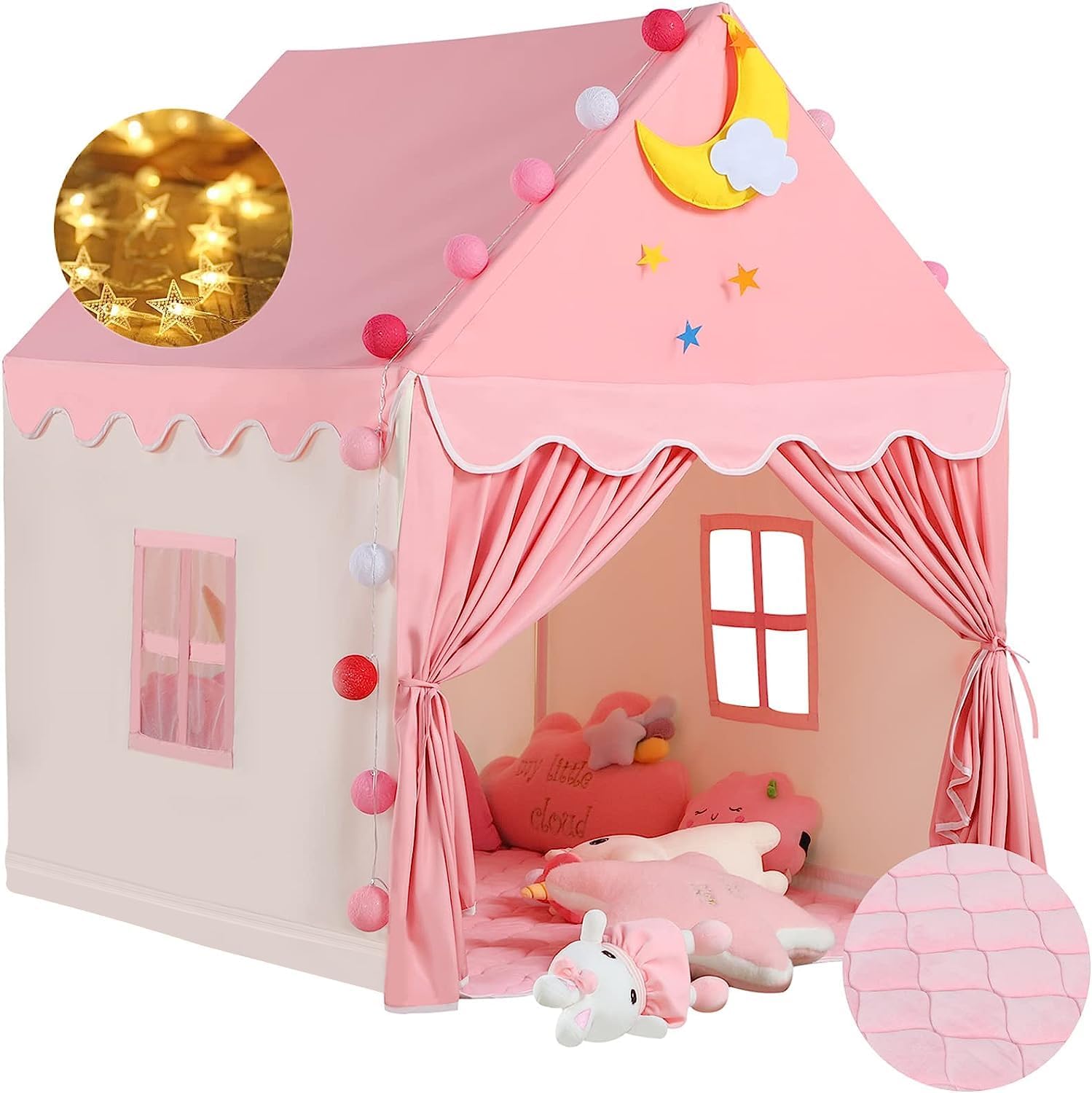 Wilwolfer Kid Tent with Mat, Star Lights - Kids Play Tents for Toddlers Kids Ten...
