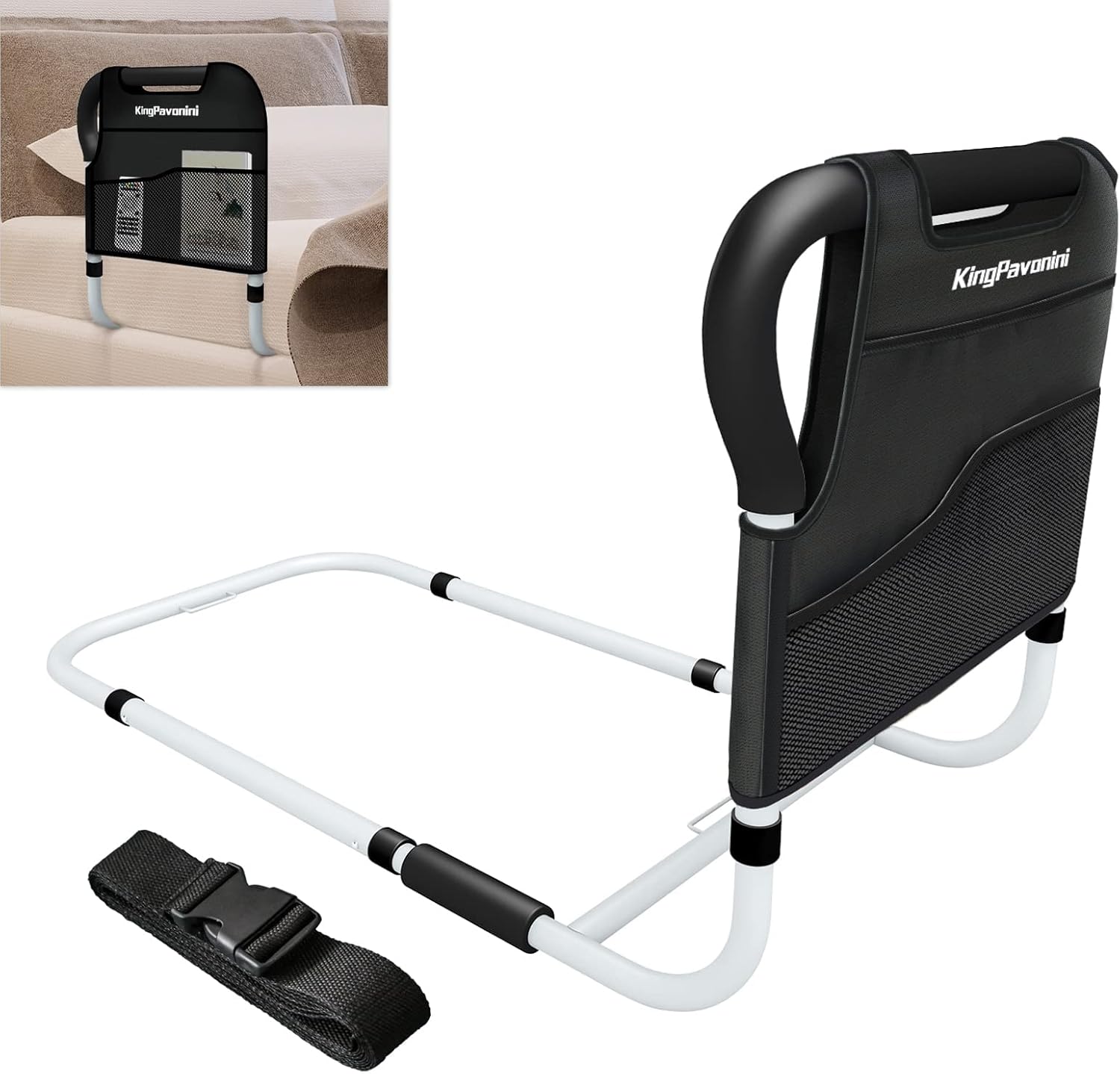 KingPavonini Bed Side Assist Handle Bar Safety Rail for Elderly Adults - Medical...