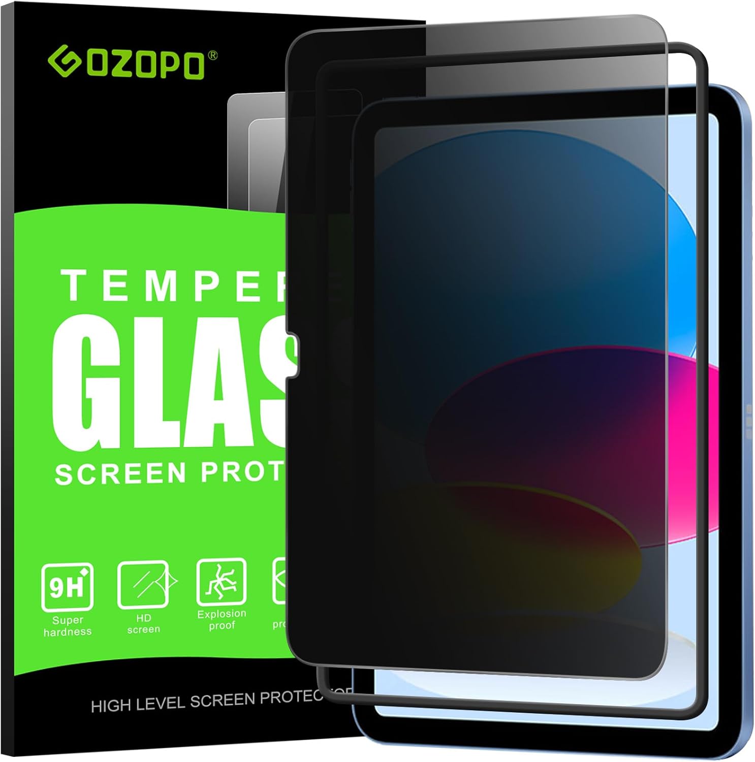 GOZOPO Privacy Screen Protector for iPad A16 11th Gen (2025) 11 inch/iPad 10th G...