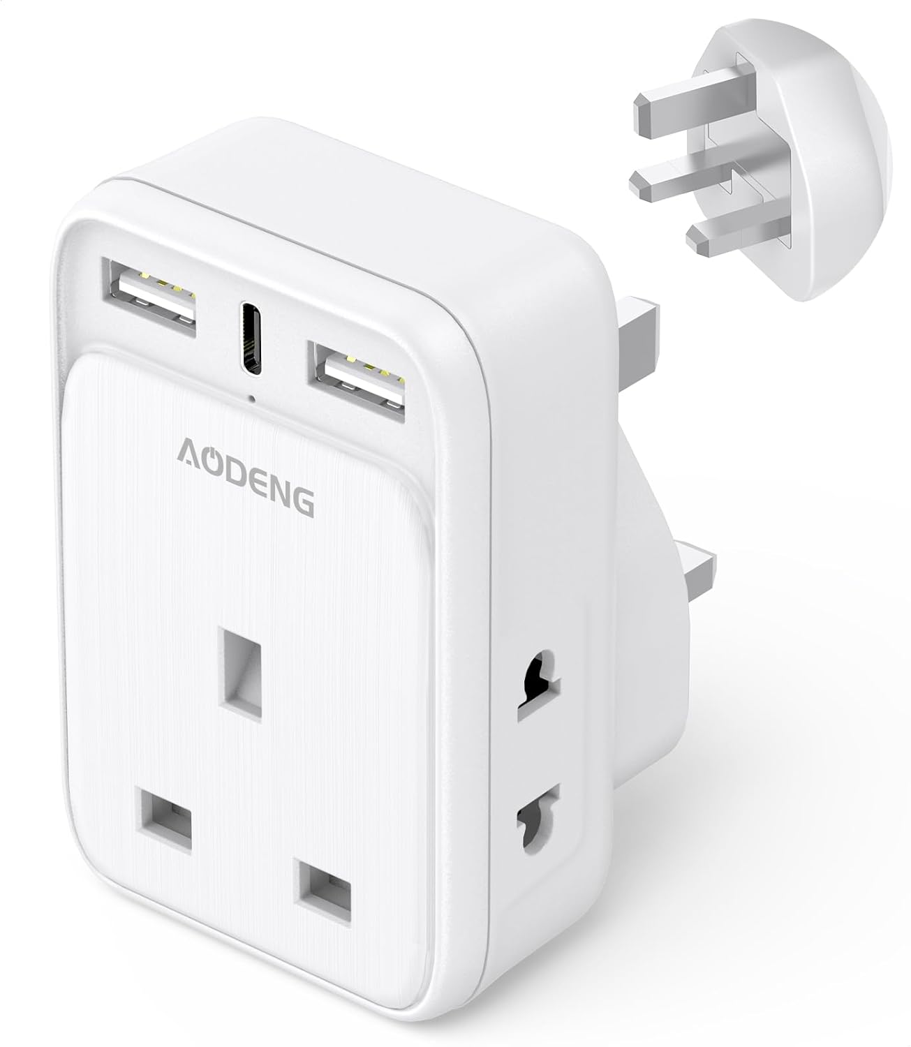 AODENG Multi Plug Adaptor with 3 USB, 13A UK Multi Plug Extension with 2 Shaver...