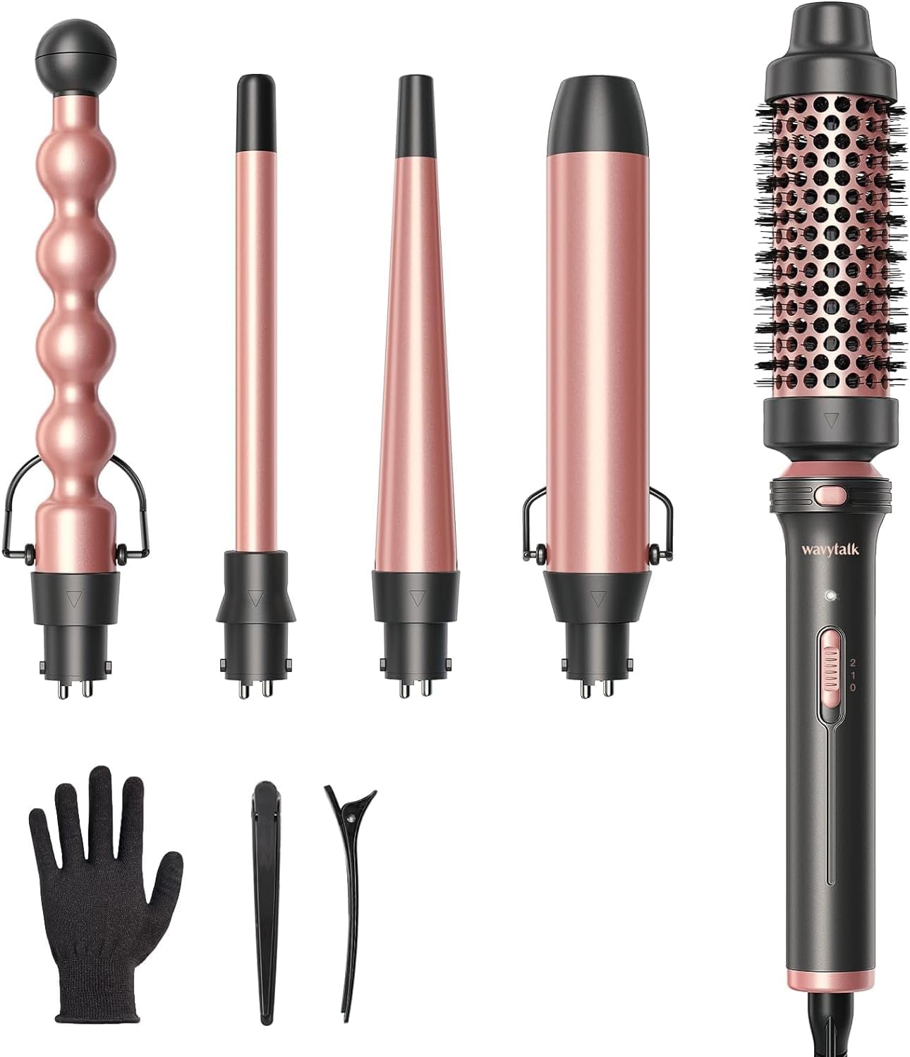 Wavytalk 5 in 1 Curling Wand Set, Multi Curl, Curling Wand Set with Curling Brus...
