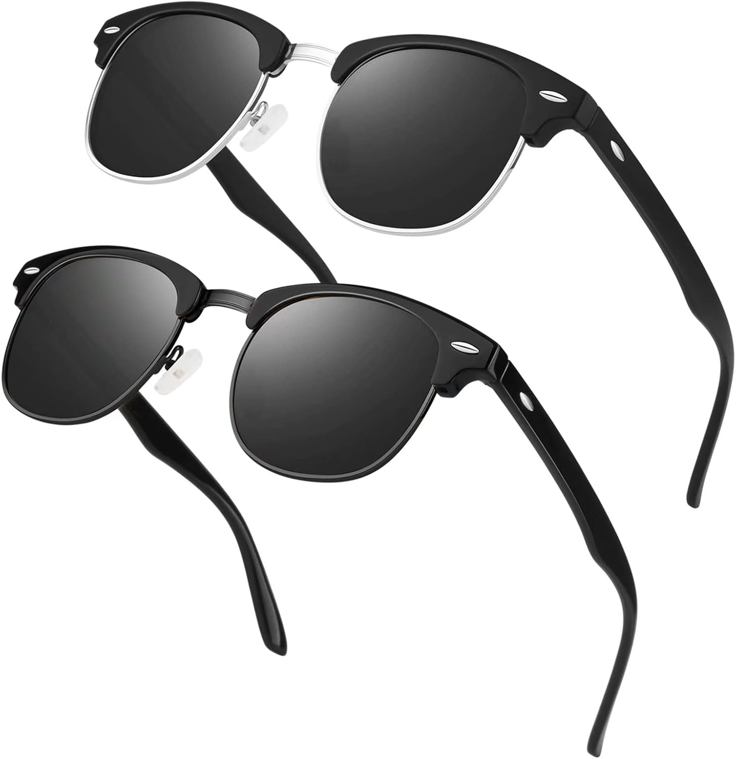 LINVO Semi-Rimless Polarised Sunglasses for Men Wo...