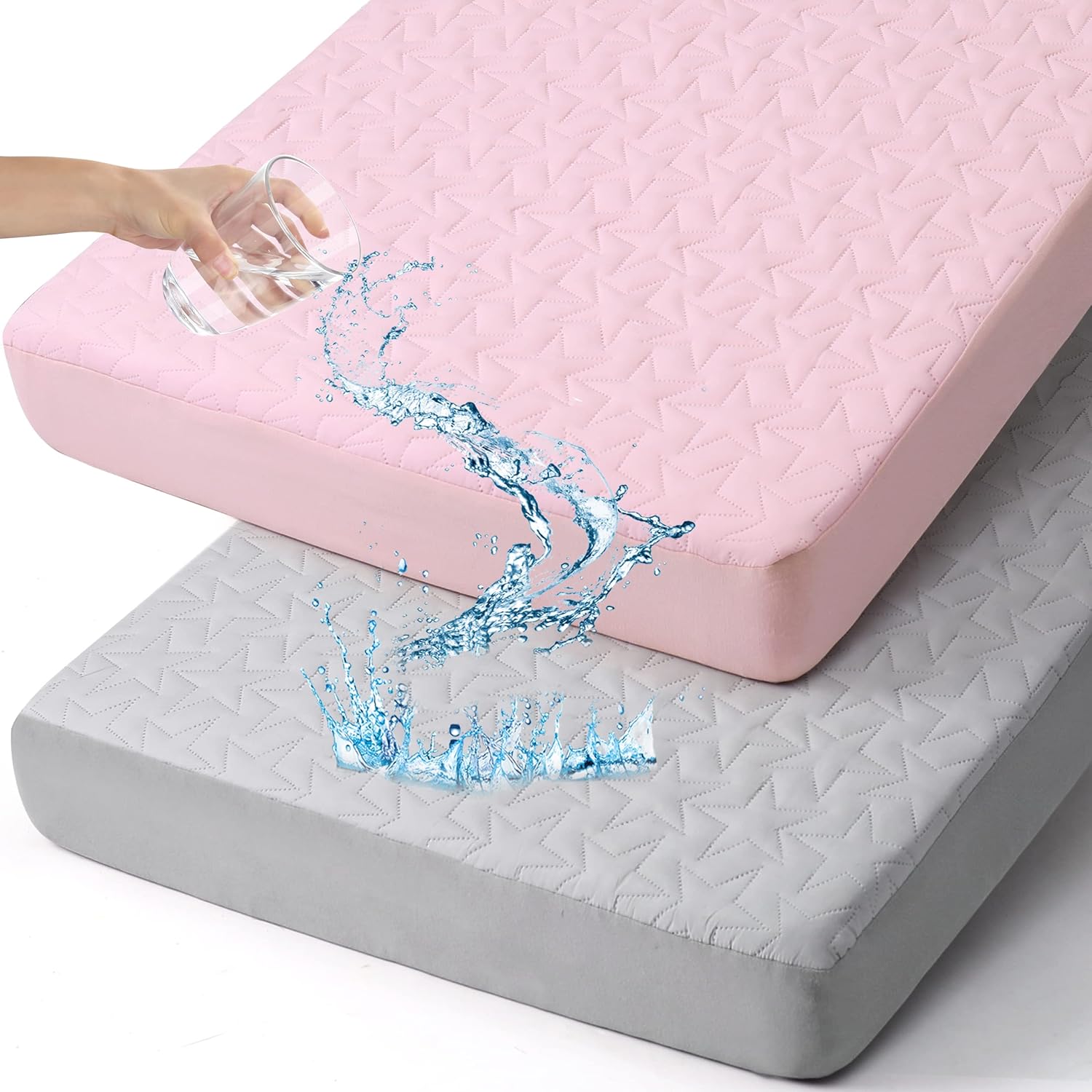 Waterproof Mini Crib Mattress Protector: 2-Pack Pack N Play Sheets - Fitted for...