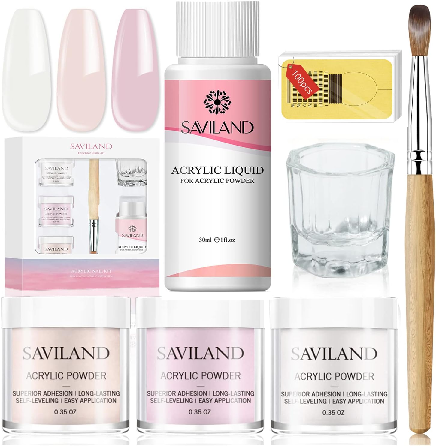 Saviland Acrylic Nail Kit - Acrylic Powder and Acrylic Liquid with Acrylic Nail...
