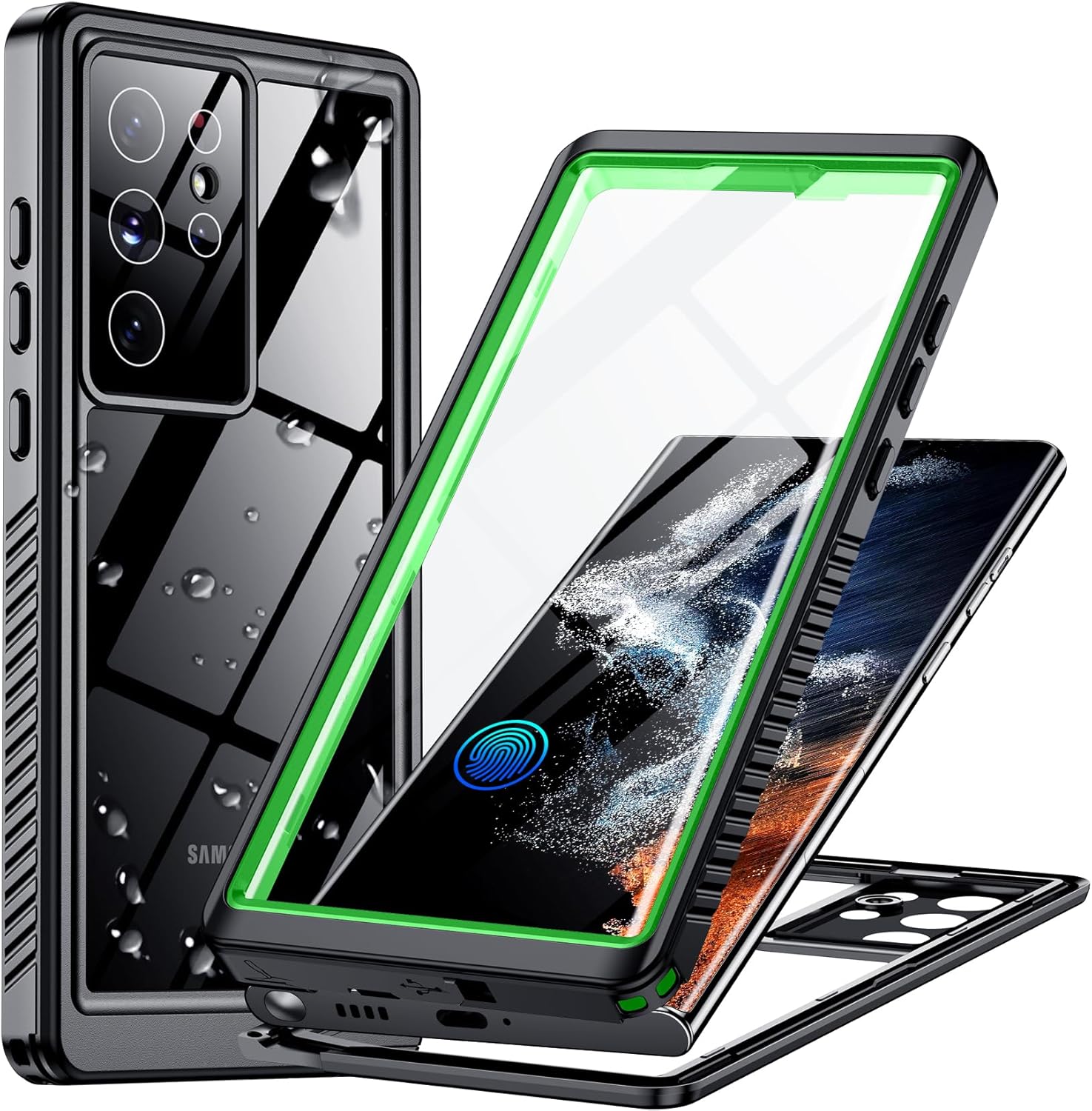 Temdan for Samsung Galaxy S22 Ultra Case,Waterproof Built-in Lens & Screen Prote...