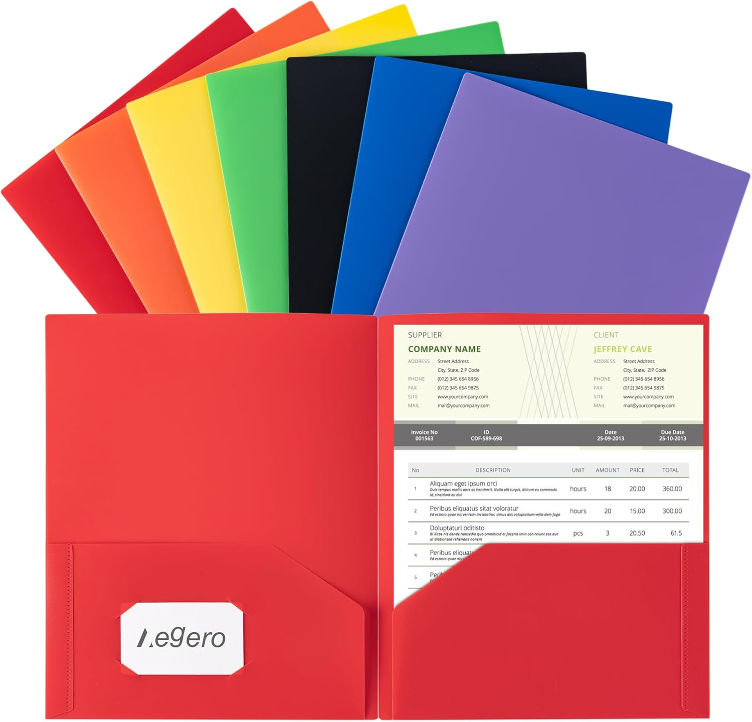 Plastic Folders with Pockets (7 Pack, Assorted Colors), Durable Heavy Duty File...