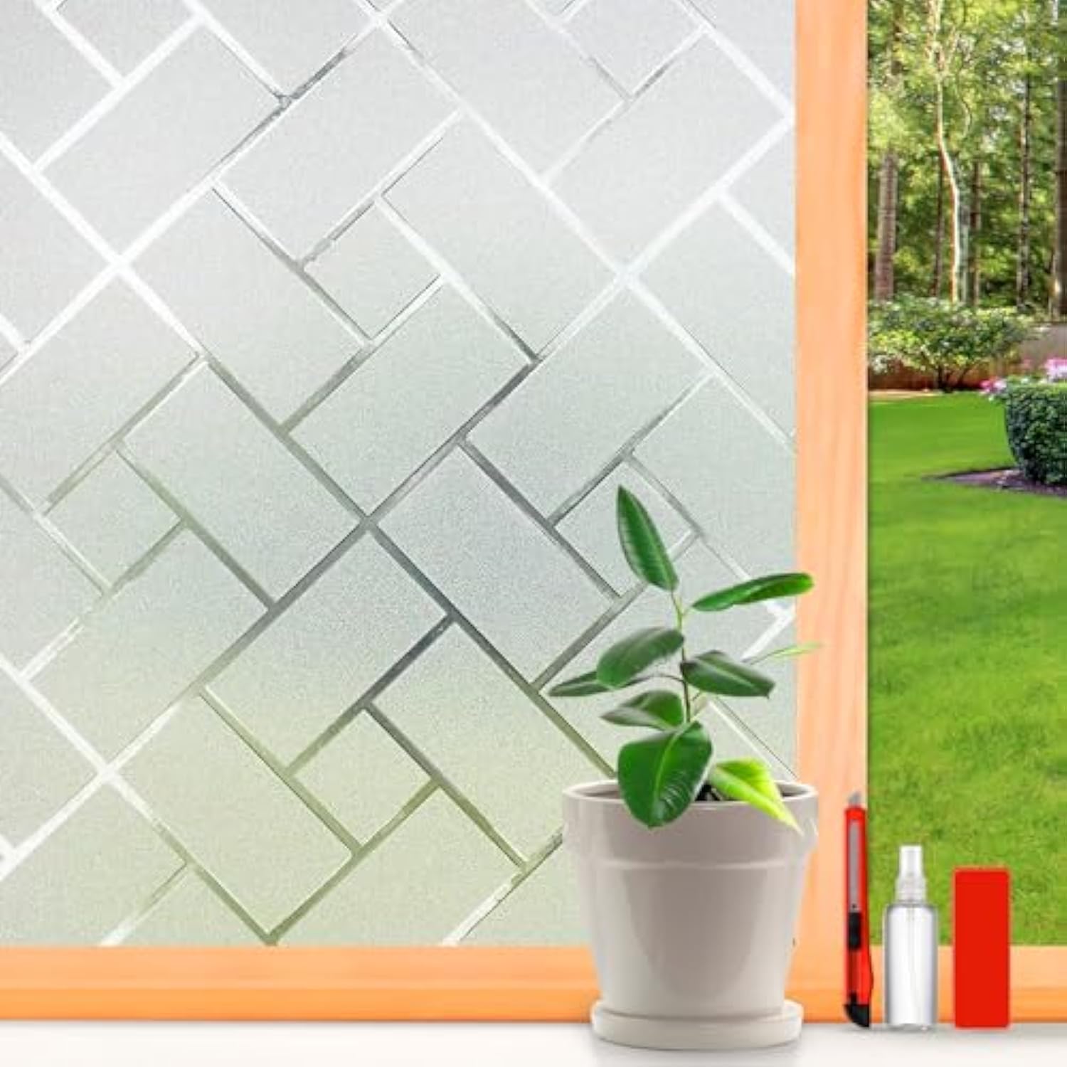 Window Privacy Film Frosted Glass Window Film Sun Blocking Window Tinting Film f...