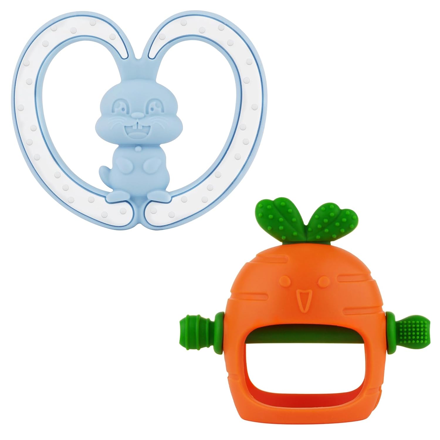 Chuya Easter Baby Teethers Chew Toys Carrot Bunny Rabbit Silicone Teething Mitte...