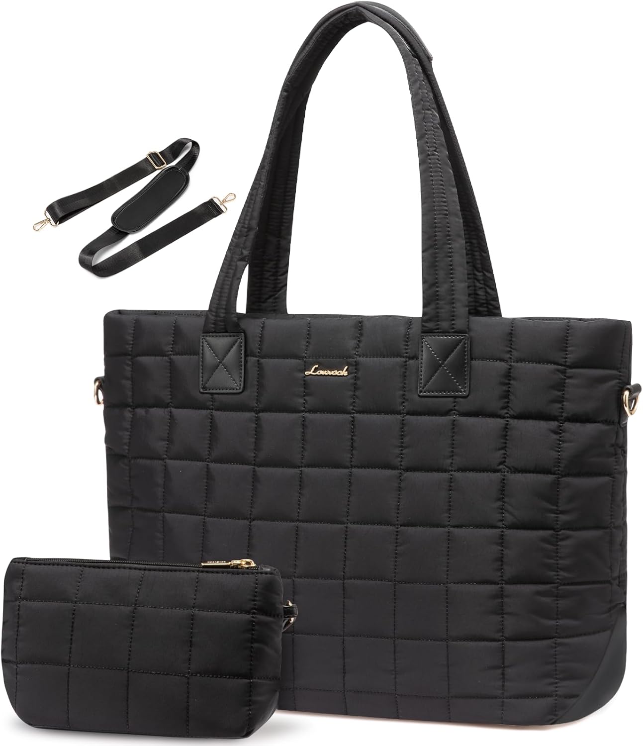 LOVEVOOK Tote Bag for Women, Large Puffer Tote Bag with Zipper Quilted Light Wor...