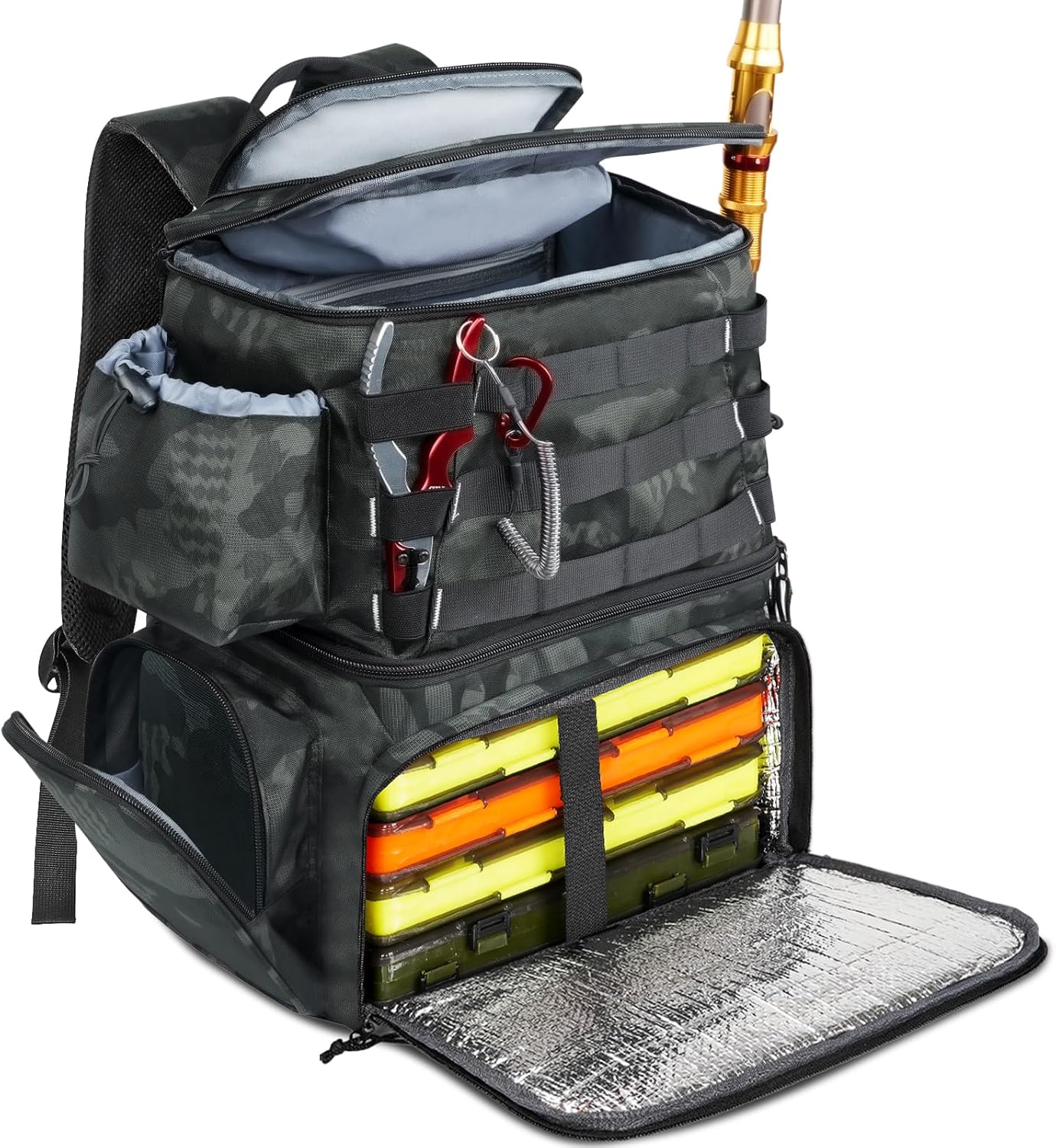 MATEIN Fishing Backpack, Water Resistant Fishing Tackle Box Bag with Rod Holders...