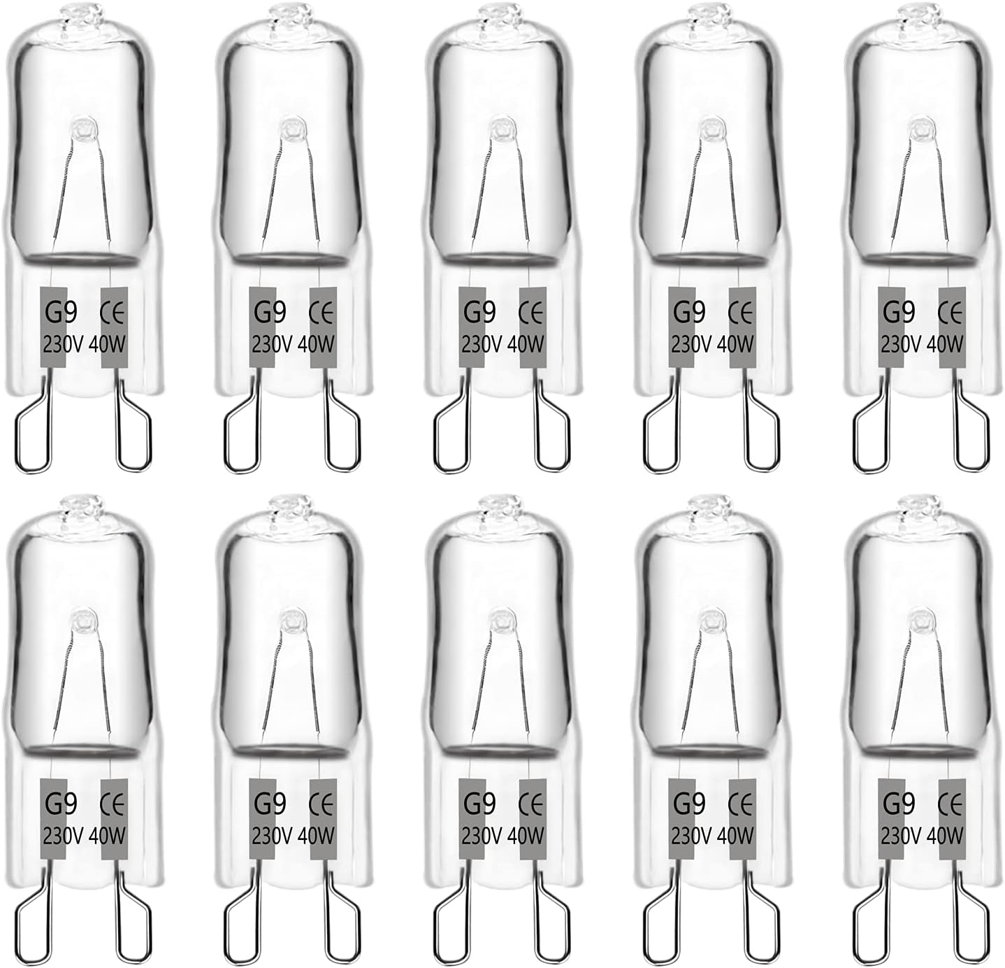 G9 Halogen Light Bulbs 230V 40W Dimmable, 480LM Warm White 2700K, 360° Beam Angl...