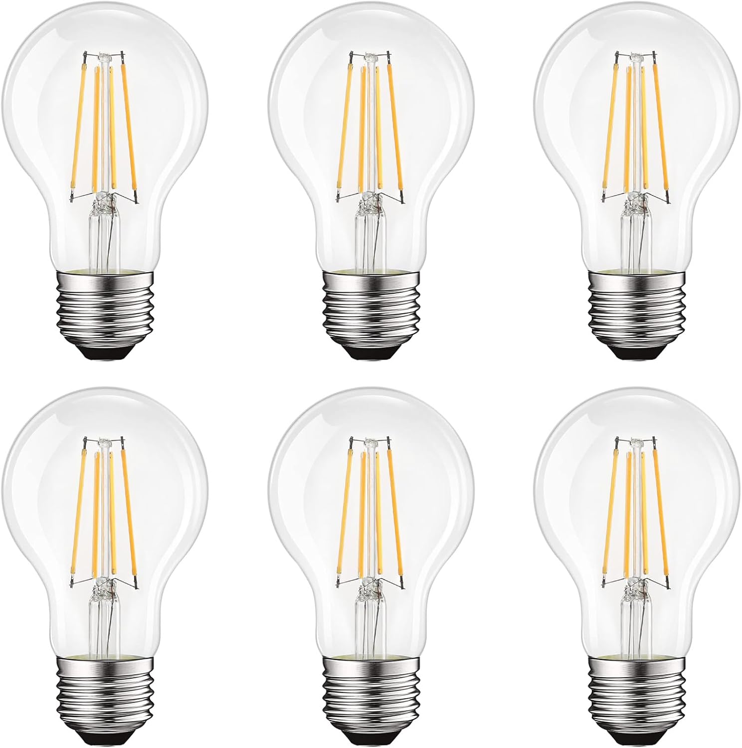 LUXRITE Vintage A19 LED Light Bulbs 60W Equivalent, 3000K Soft White Dimmable, 8...