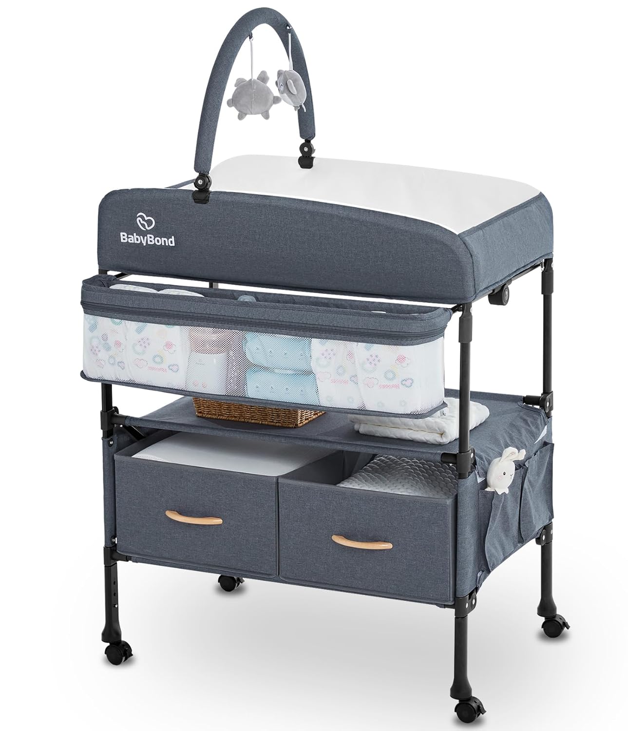 BabyBond Portable Baby Changing Table with 2 Stora...