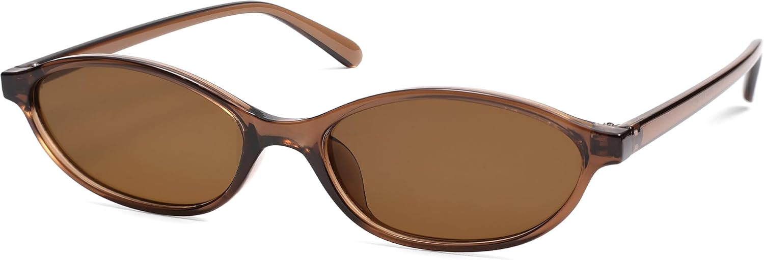 Retro Oval Cat Eye Sunglasses for Women Y2k Trendy Narrow Sunnies Designer Sun G...