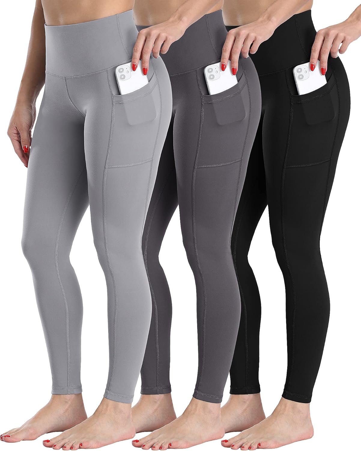 CHRLEISURE Fleece Lined Leggings Women with Pockets - Winter Warm Thermal Thick...