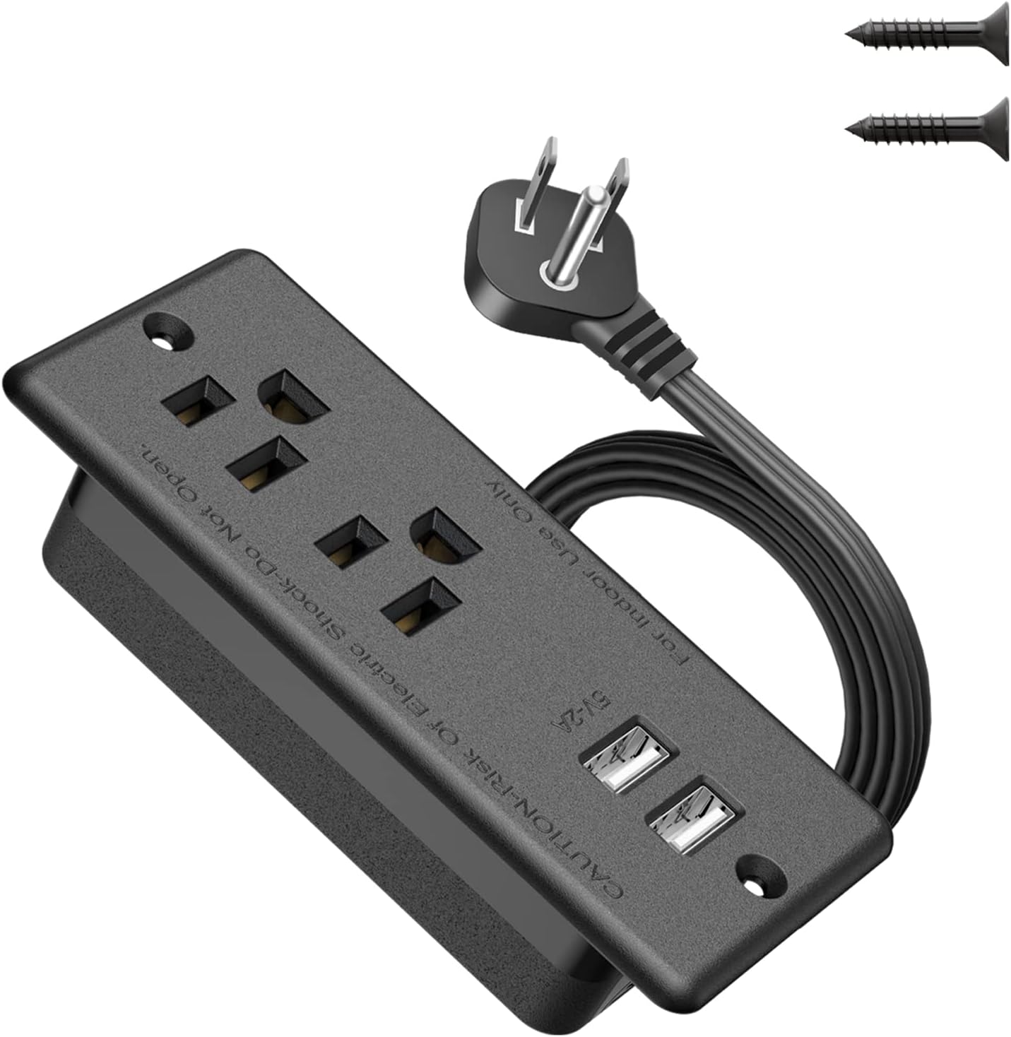 Recessed Power Strip with 2 USB,Flat Plug Ultra Thin Extension Cord,Furniture De...