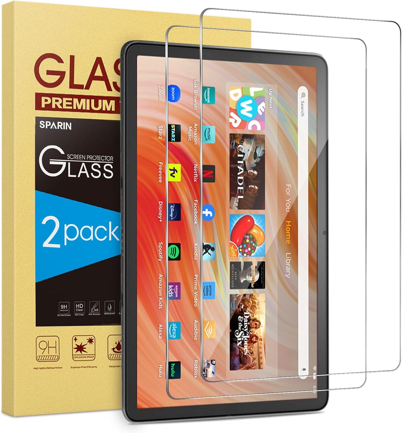SPARIN 2 Pack Screen Protector for Amazon Fire HD 10 Tablet (2023/2021-13th/11th...