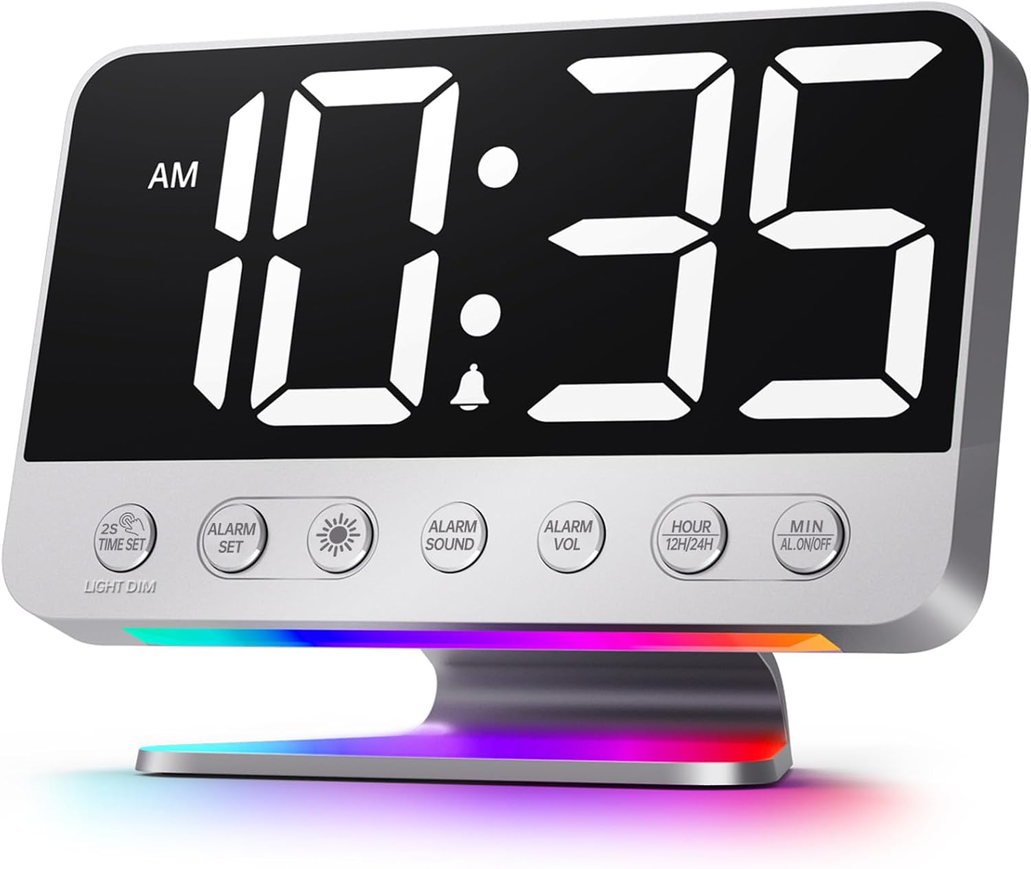 Digital Alarm Clocks for Bedrooms: Large Bold Number 5 Brightness Dimmer - Easy...