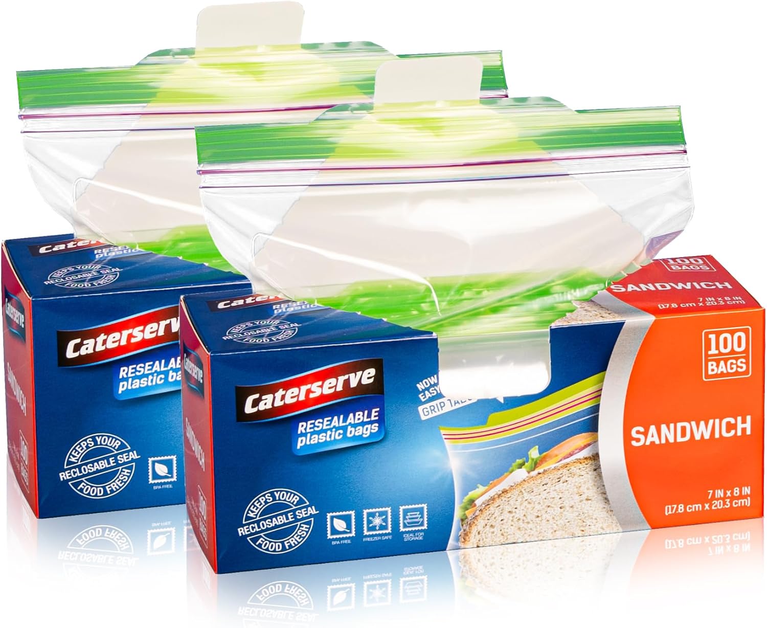 Plastic Sandwich Bags – Zip Food Bags – Transparent Lunch Bags with Ziplock Clos...