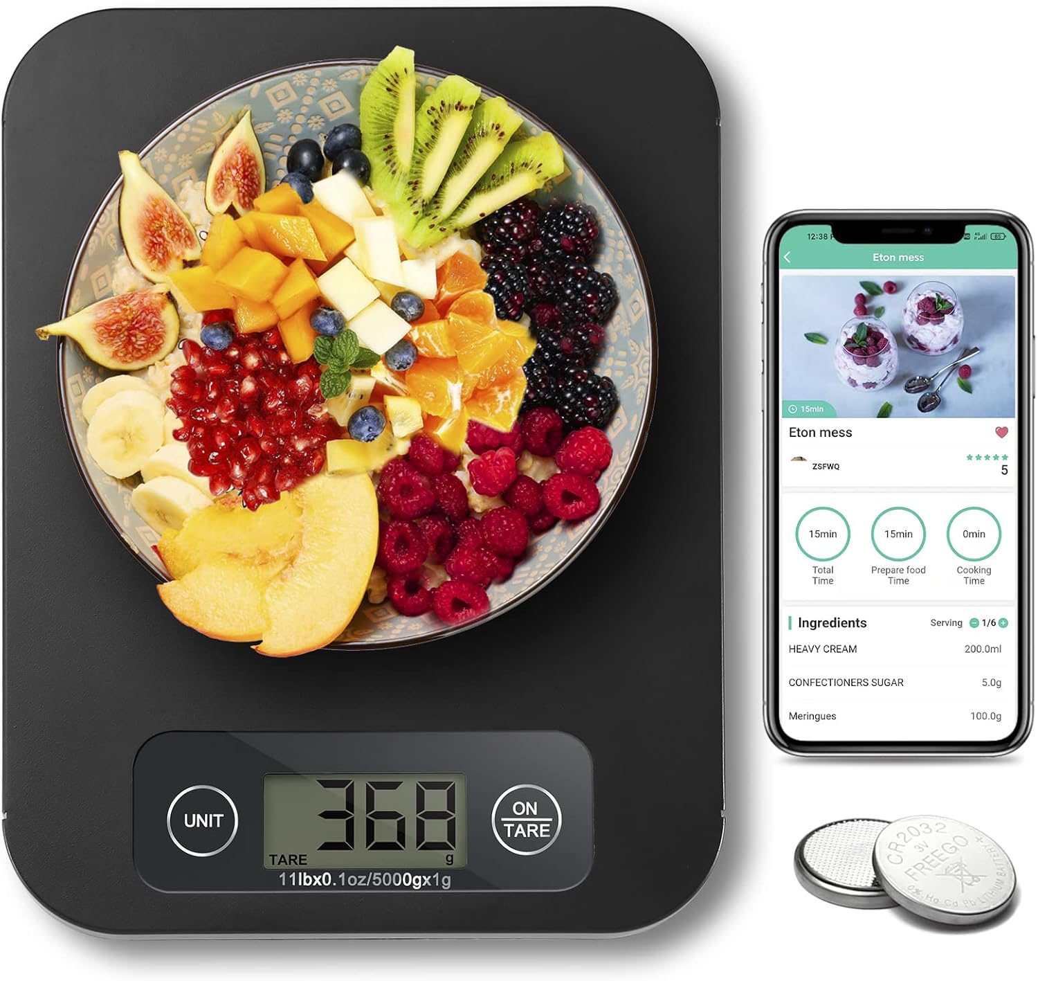 Smart Digital Food Scale for Weight Loss, Kitchen Food Scale Grams and Ounces wi...