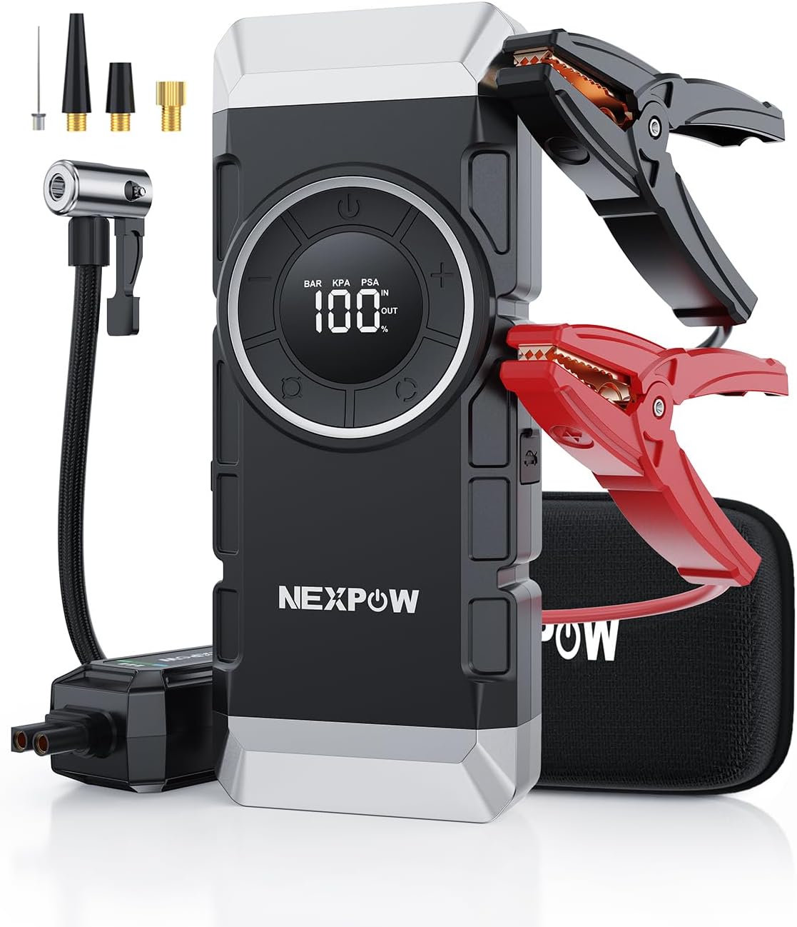 NEXPOW Car Battery Jump Starter 3000A Peak with Air Compressor,12V 150PSI Portab...