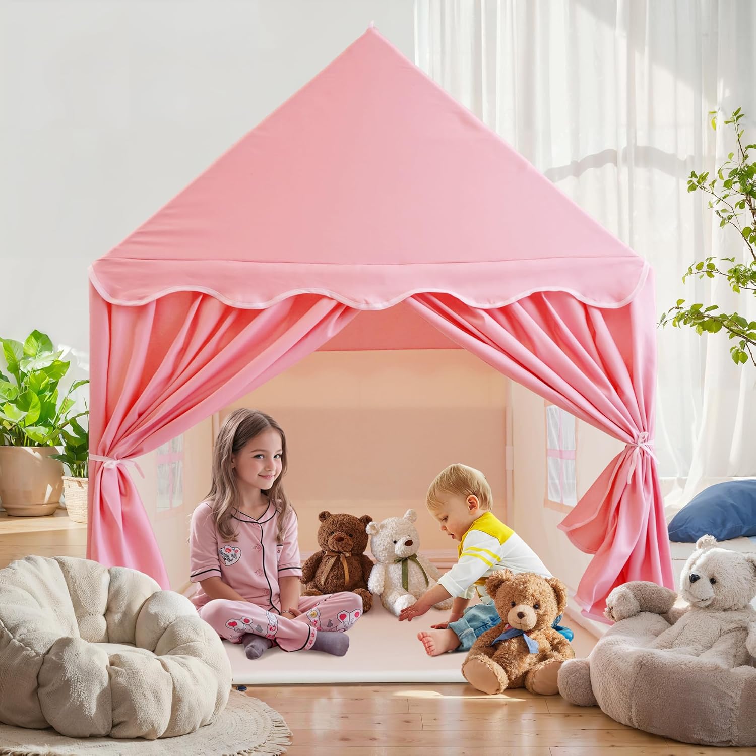 TTLOJ Gift for Christmas Kids Play Tents for Girls, Princess Castle Tent, Large...