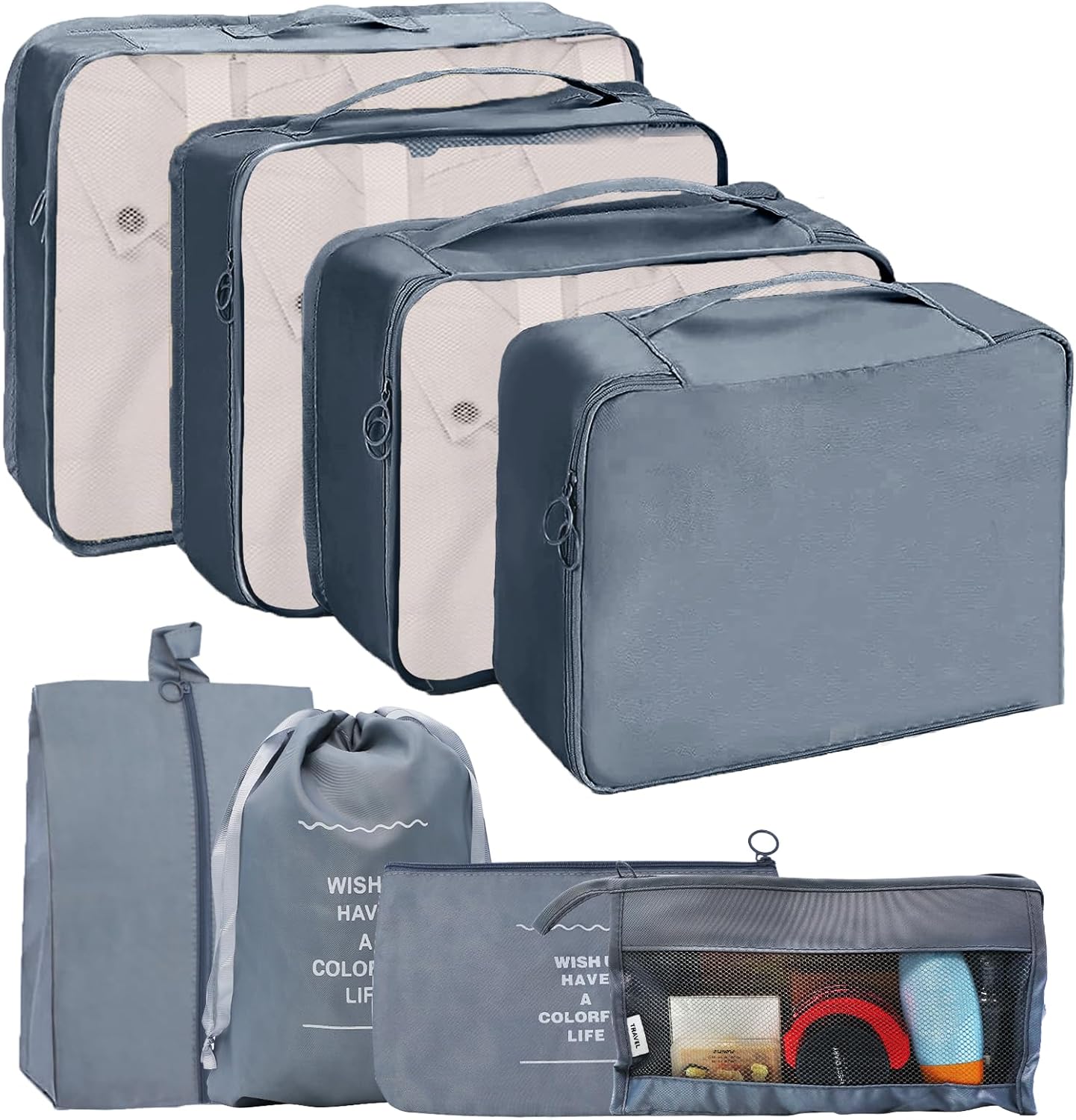 Packing Cubes for Suitcase 8PCS Travel Luggage Packing Organizers for Backpack,...