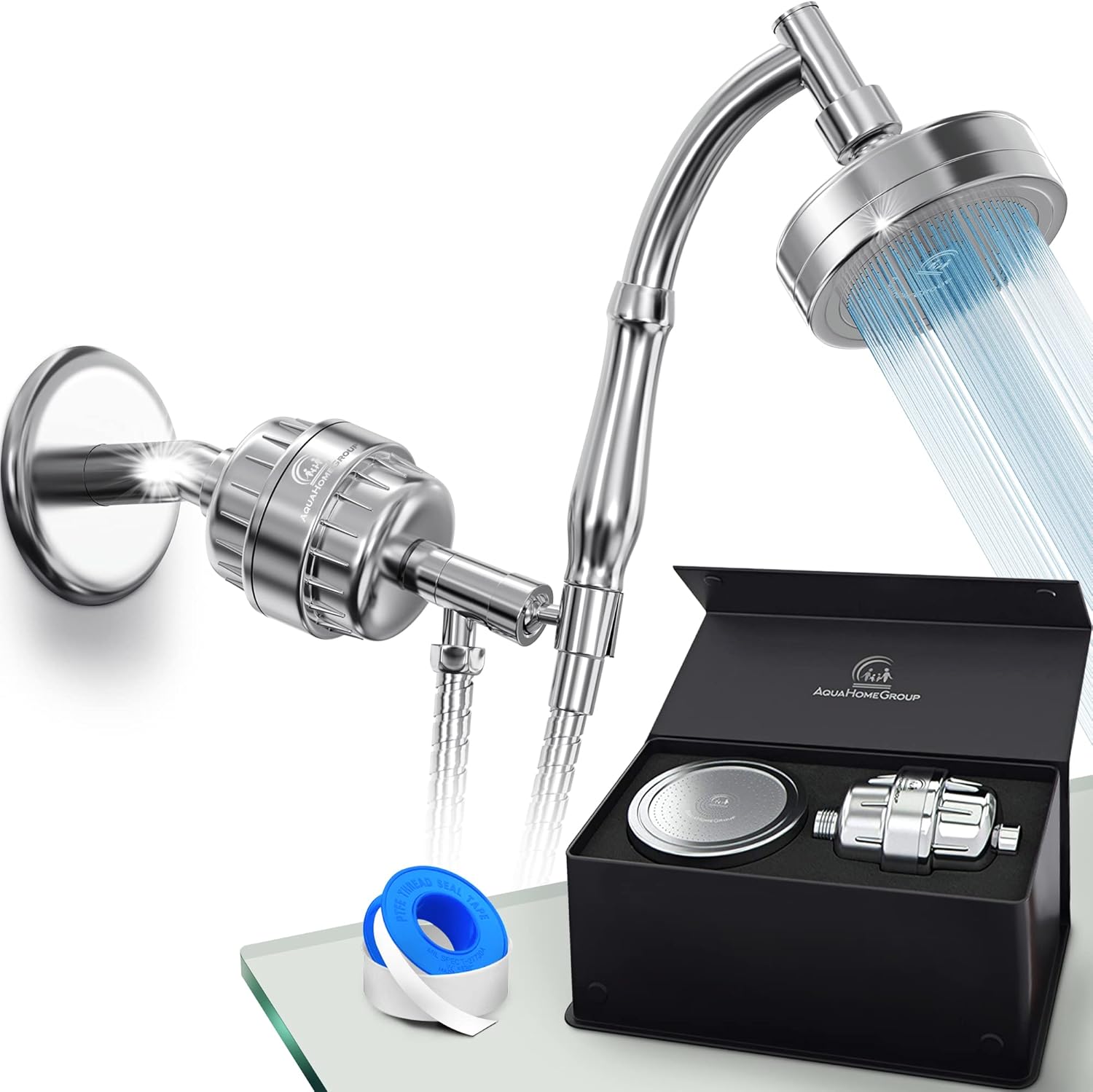 AquaHomeGroup Handheld Shower Head with Filter 20+3 Stage Filtration Shower Filt...