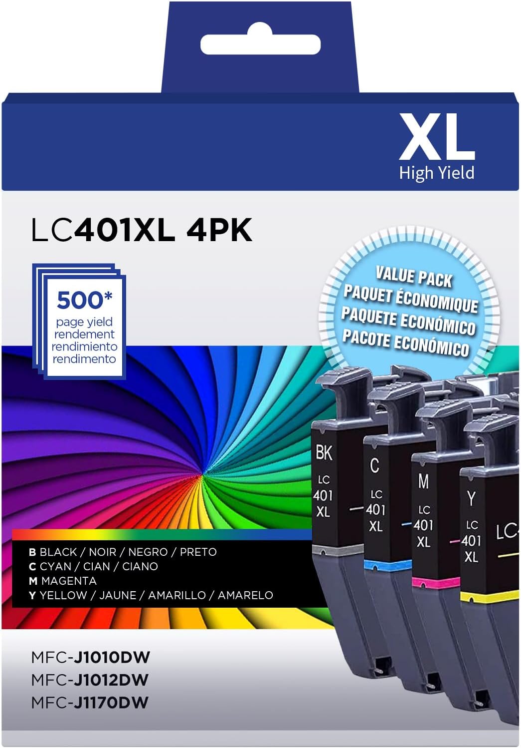 Osir LC401XL Ink Cartridges Combo Pack LC401XL LC401 (4 Pack) 401Black, Cyan, Ma...