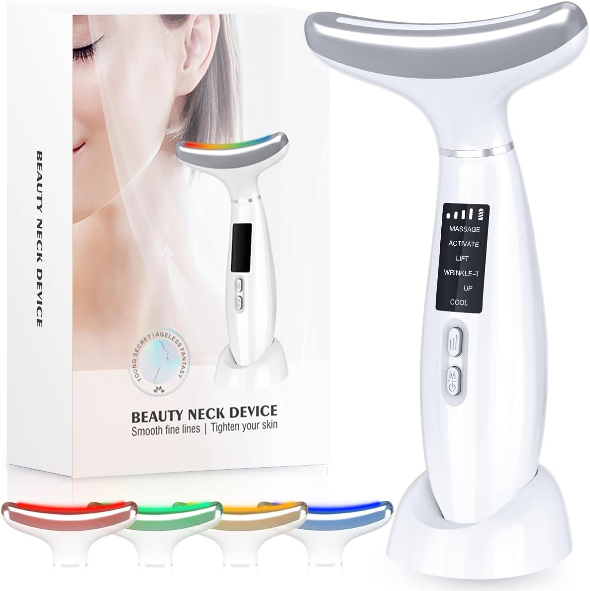 Face Massager Electric,4 Color Red Light Therapy Wand,6 Modes Microcurrent Face...
