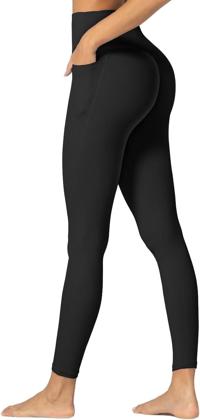 Sunzfly Invisible Butt Scrunch Workout Leggings with Pockets for Women, No Front...