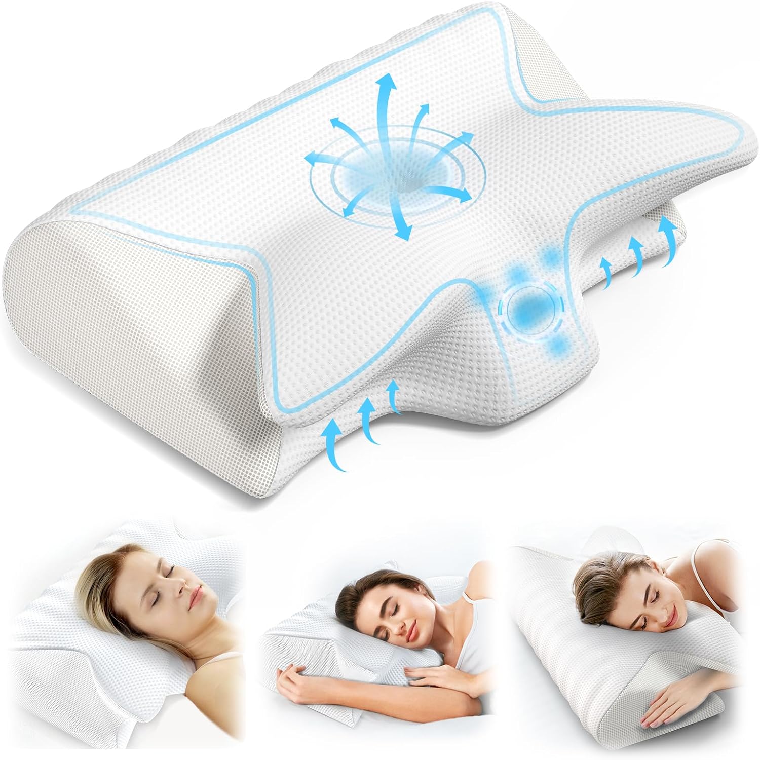Cervical Neck Pillow for Pain Relief, Adjustable Ergonomic Memory Foam Pillow fo...