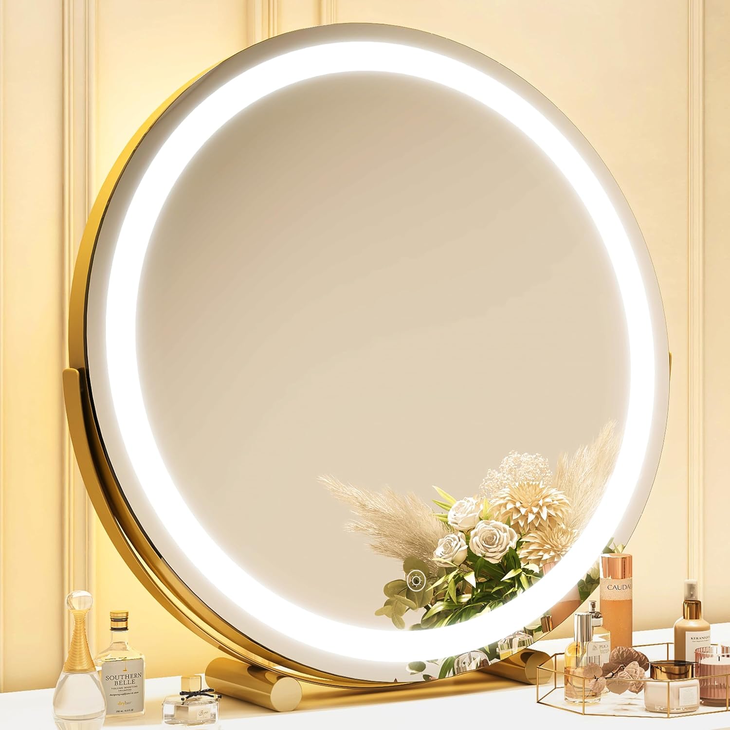 Gold Vanity Mirror, 18 Inch Makeup Mirror with Lights, Large Lighted Vanity Mirr...