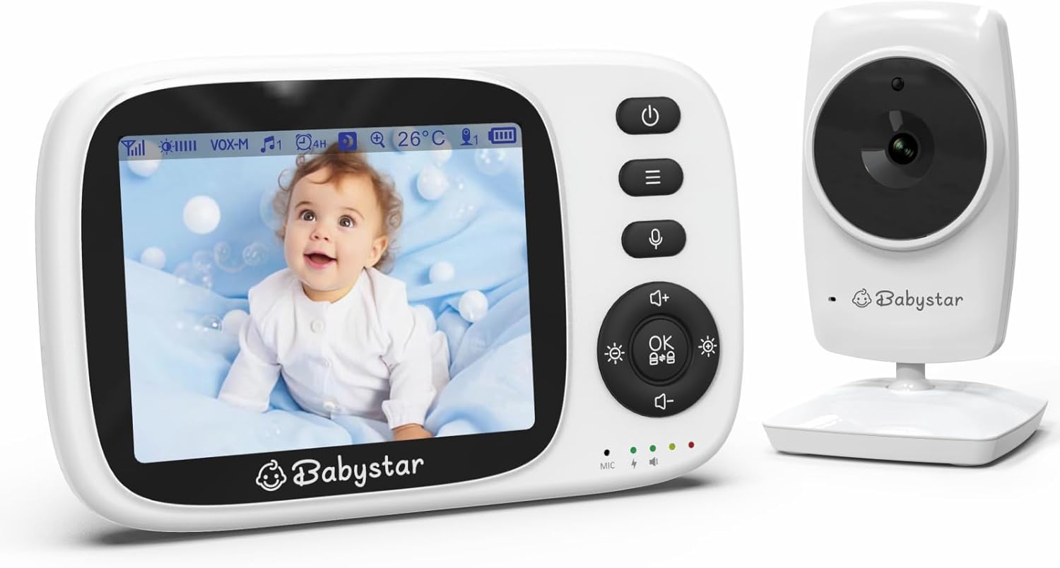 Babystar Baby Monitor with Camera and Night Vision,3.2inch Screen Wireless Video...
