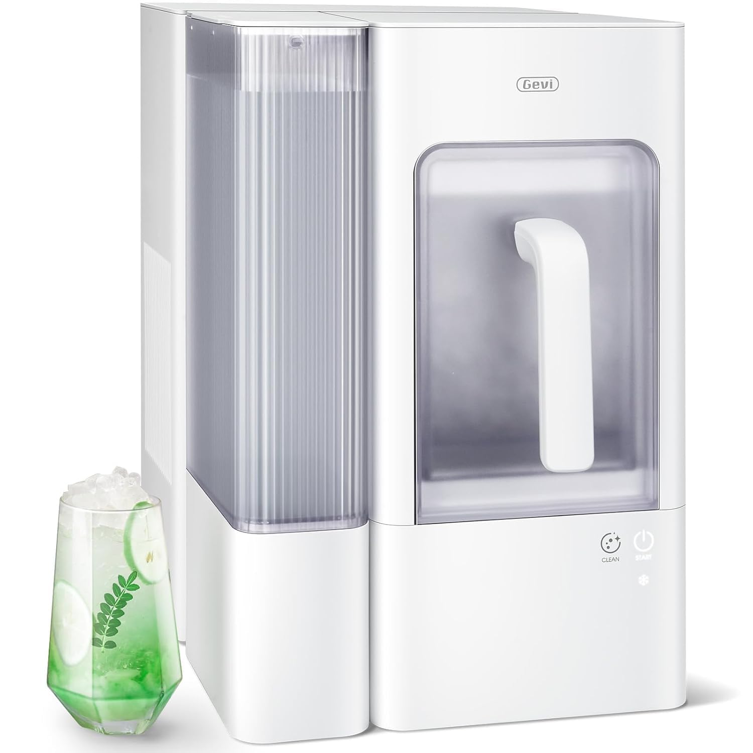 Gevi Adella Gemi Nugget Ice Maker Countertop with 1 Gallon Side Tank,Chewable Ic...