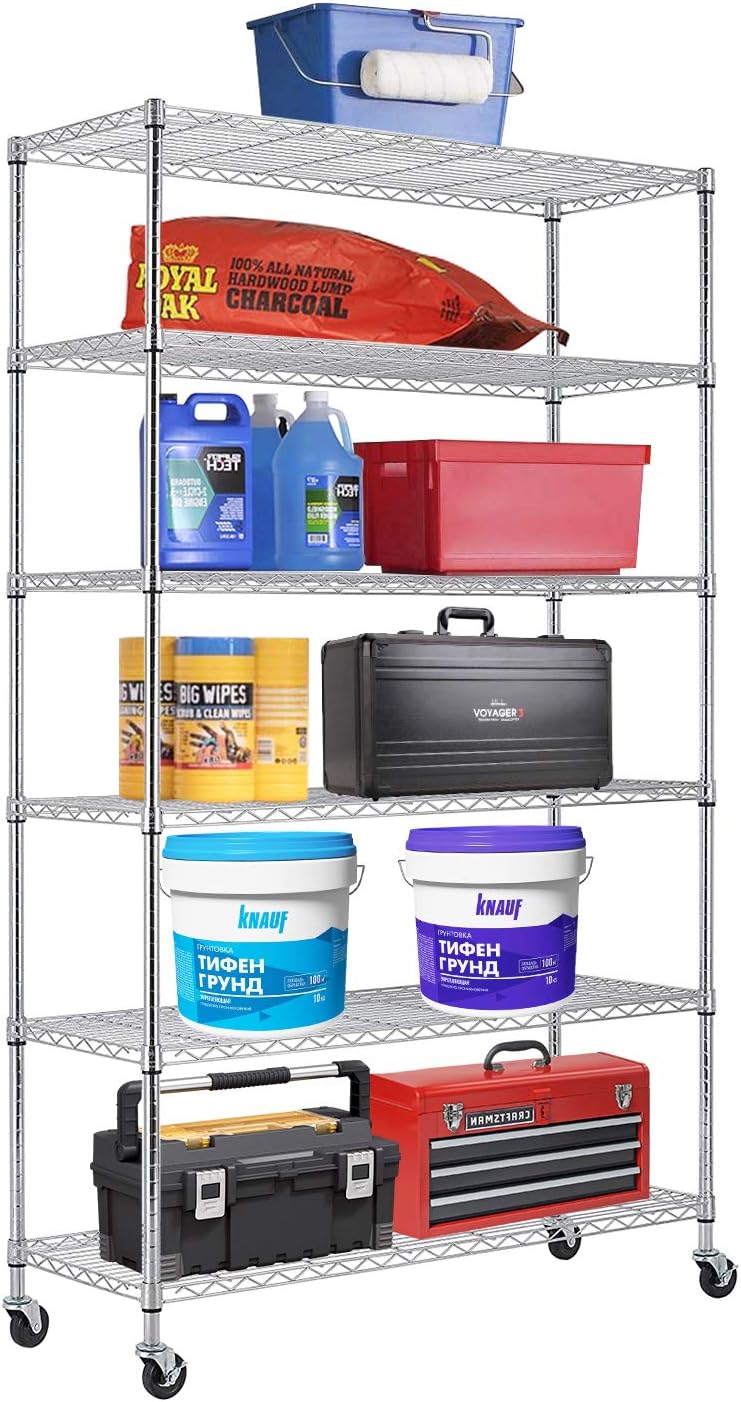 PayLessHere 6 Tier Commercial Grade Wire Shelving Unit Metal Shelf Organizer Hea...
