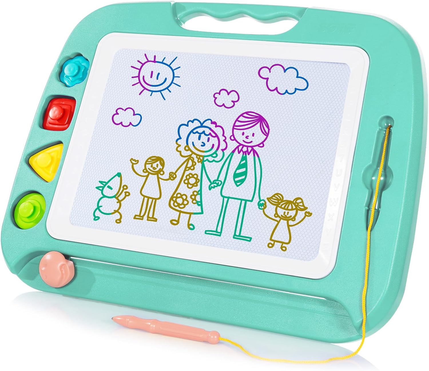 SGILE Large Magnetic Drawing Board - 4 Colors 16×13in Doodle Pad with 4 Stamps f...