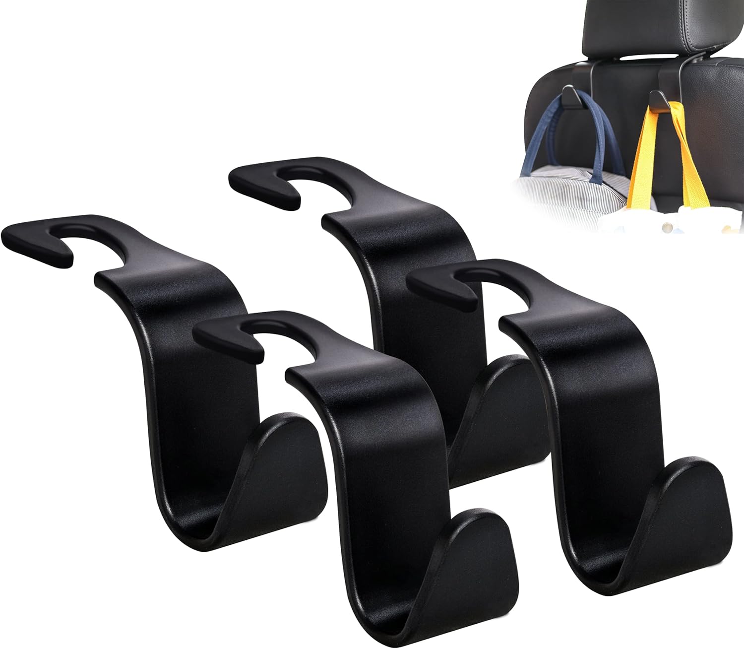 Amooca Car Seat Headrest Hook 4 Pack Hanger Storage Organizer Universal for Hand...