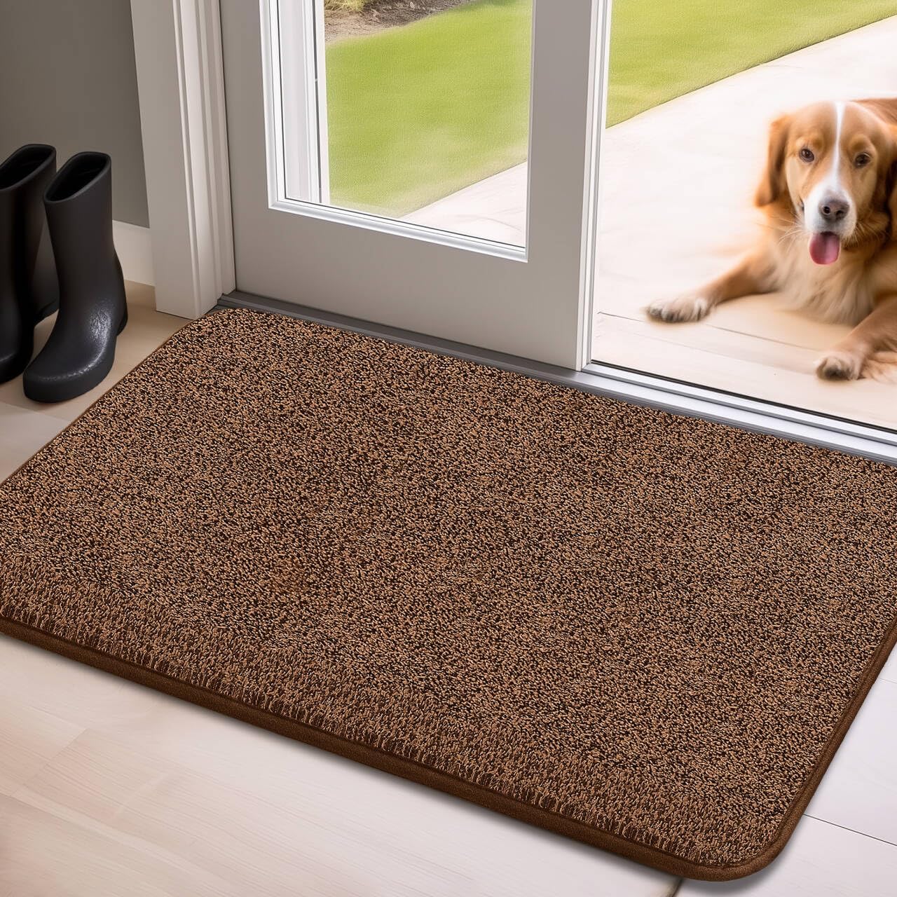 Mibao Front Door Mat - Non-Slip Absorbent Waterproof Entryway Doormat with TPR B...