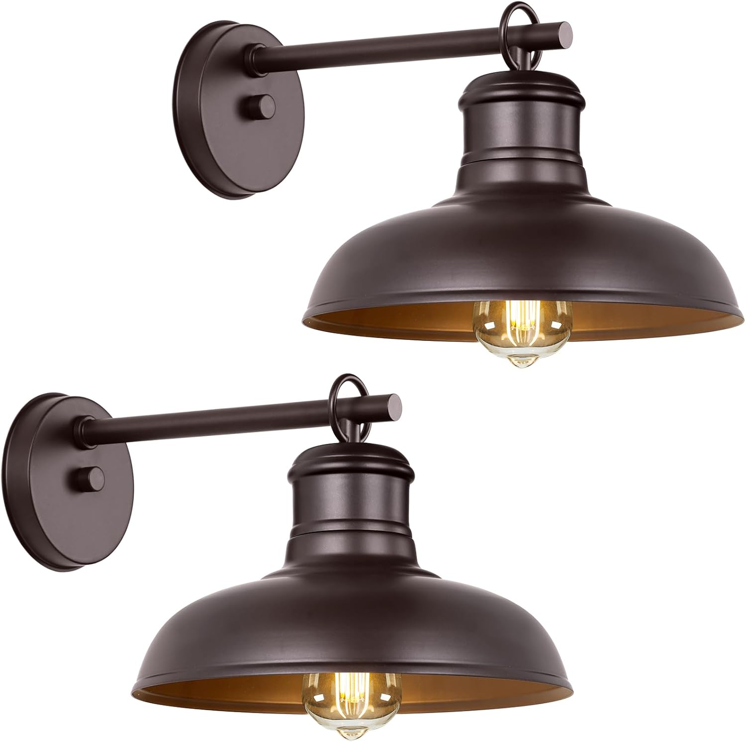 2-Pack Brown Wall Sconces, Farmhouse Exterior Barn Light Fixtures, Outdoor Wall...