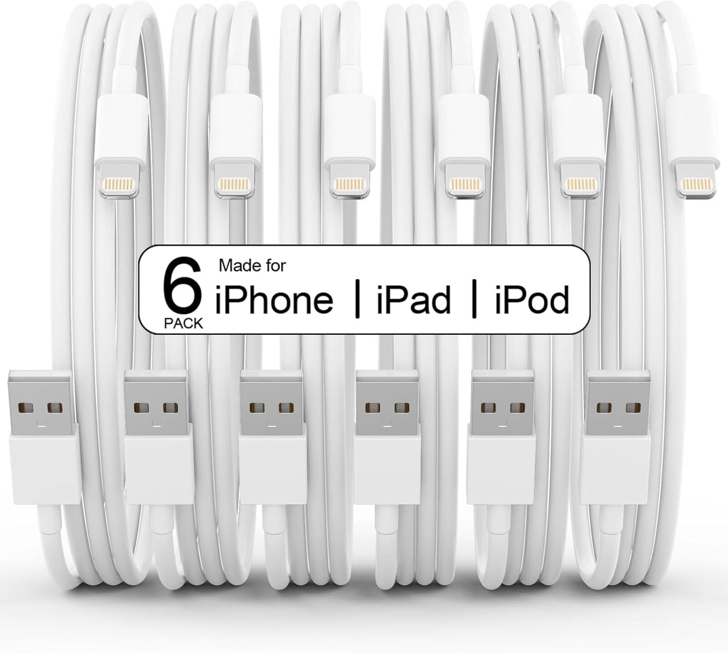 6Pack(3/3/6/6/6/10 FT)[Apple MFi Certified] iPhone Charger Long Lightning Cable...