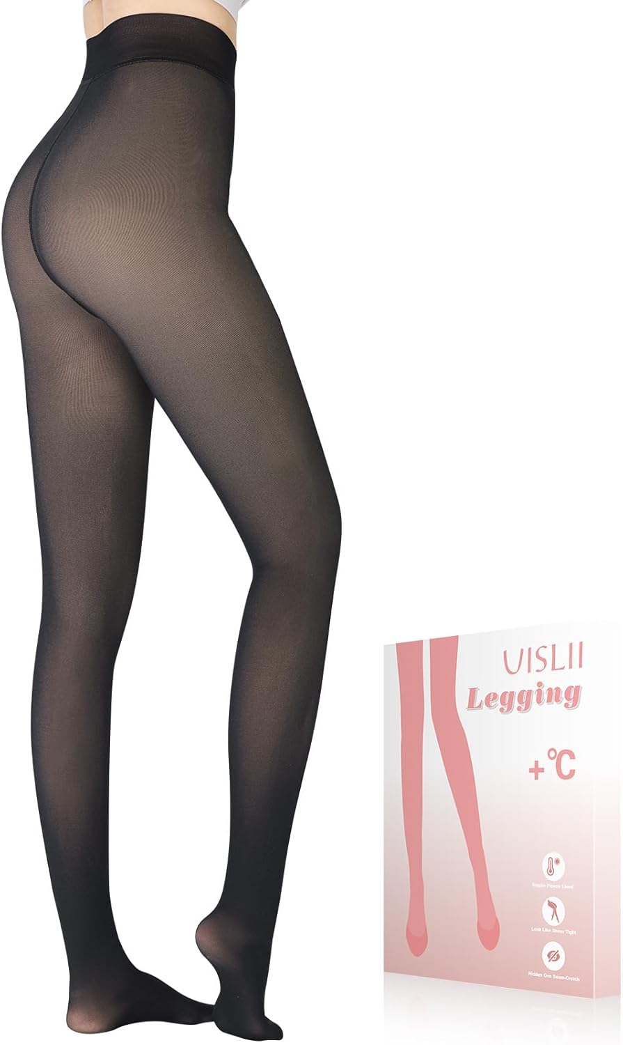 Fleece Lined Tights Women, Warm Pantyhose leggings Women,Fake Translucent Therma...