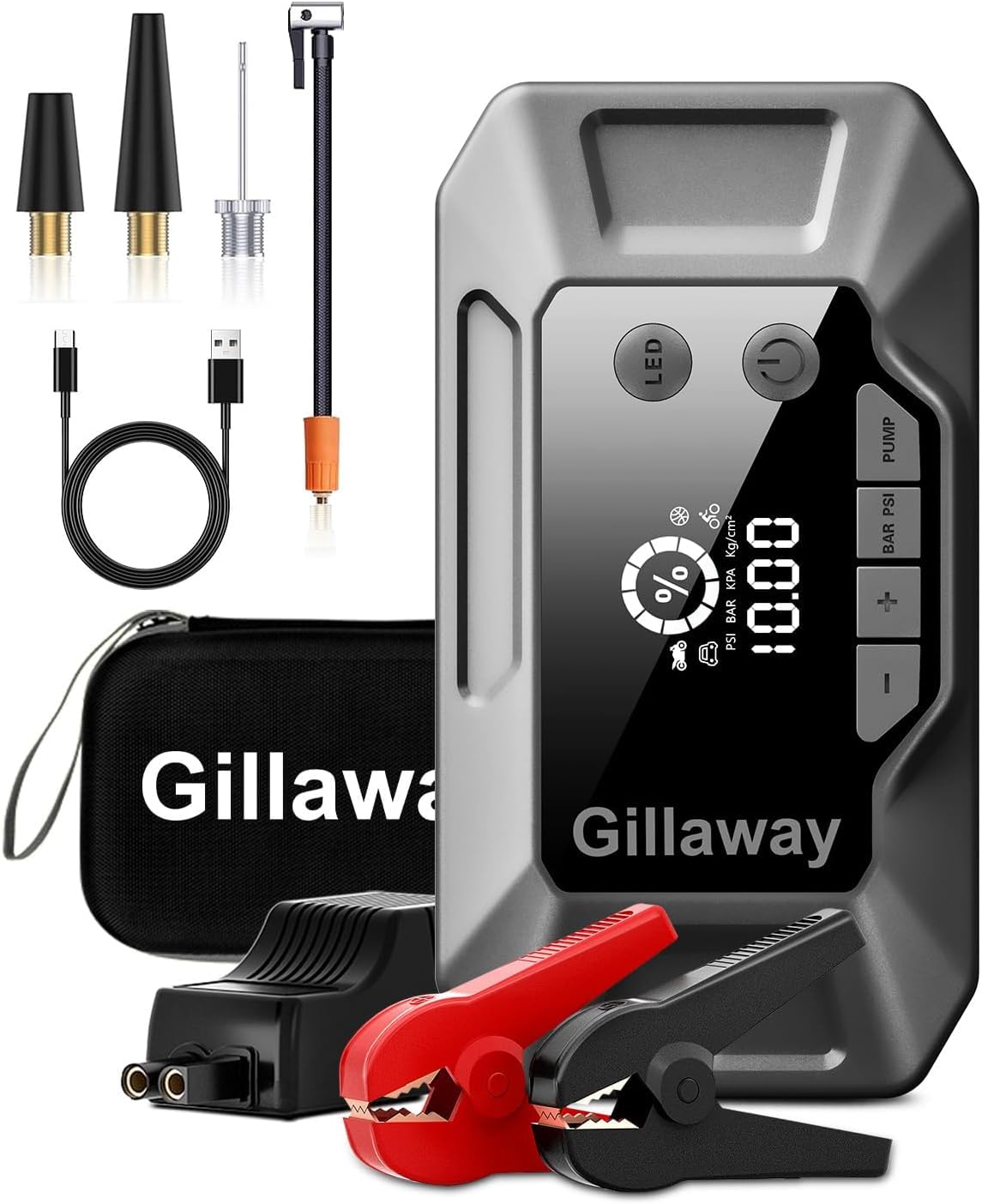 Q11 4500A Car Jump Starter with Air Compressor Combo 150PSI, Portable Car Batter...