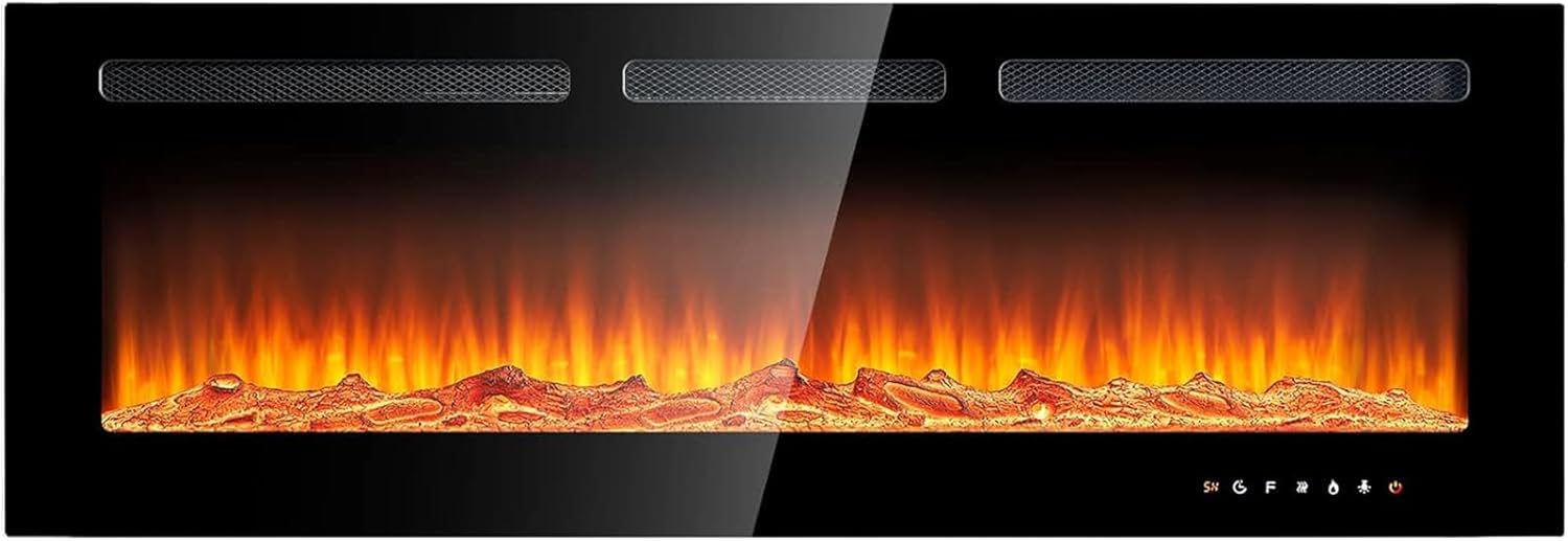 oneinmil Electric Fireplace, 50 inch Wide Recessed/Wall Mounted Electric Firepla...