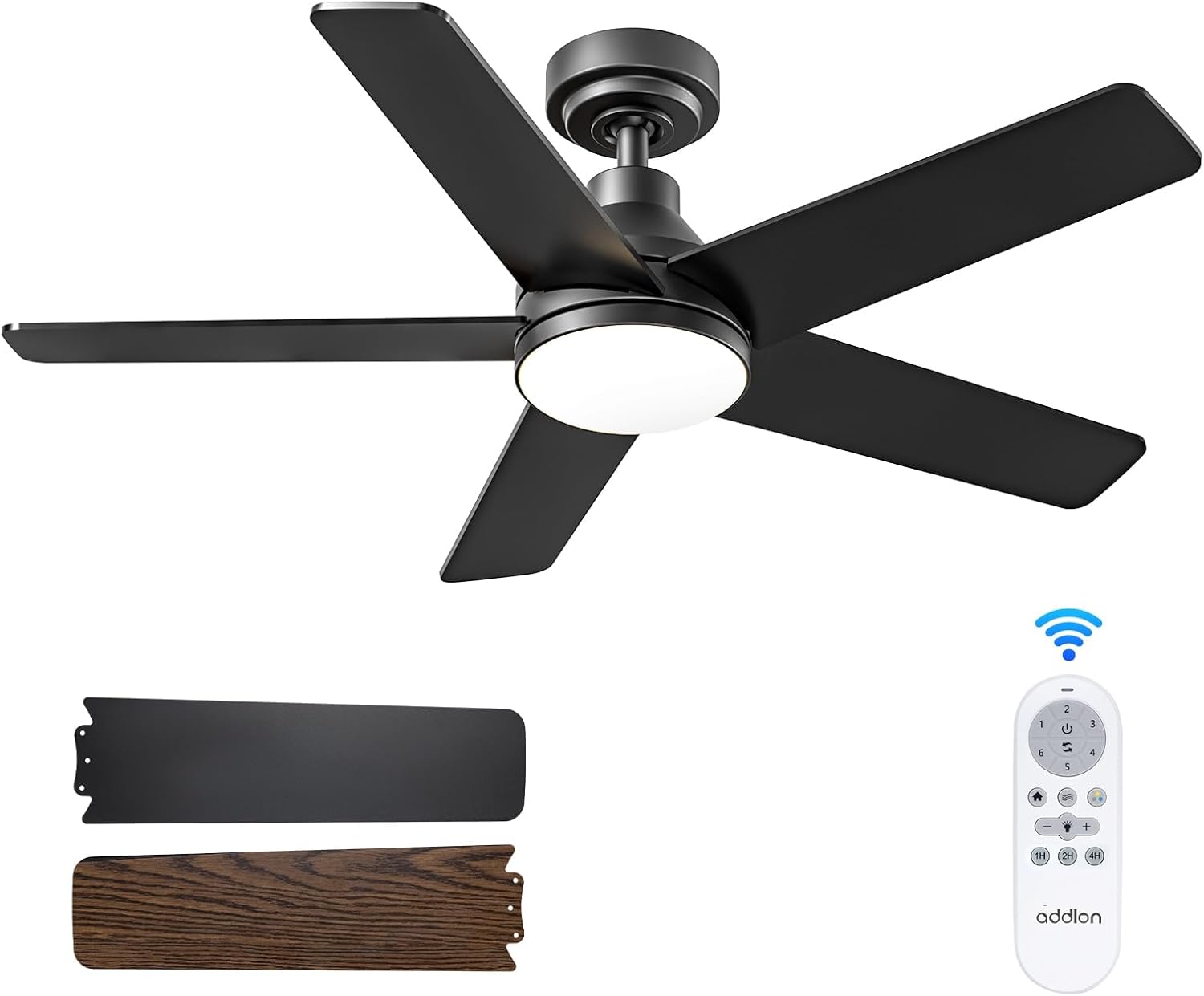 addlon Ceiling Fans with Lights, 42 inch Black Ceiling Fan with Light and Remote...