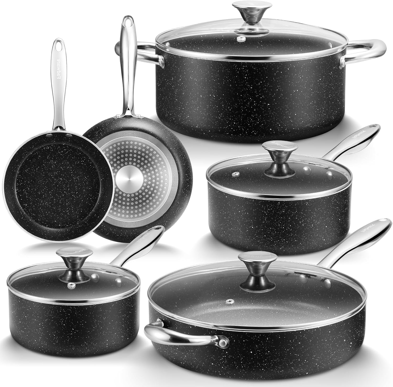 Nonstick Pots and Pans Set 10pcs, Induction hob Pan Set, Induction Compatible, L...