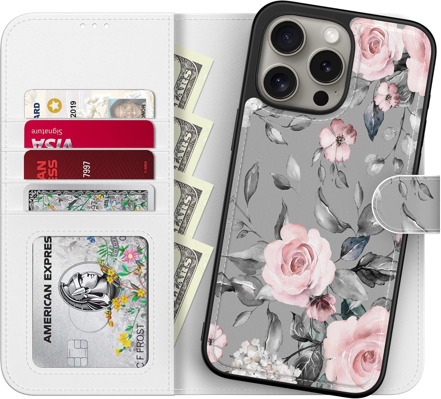 LUMARKE Designed for iPhone 15 Pro Max Wallet Case - Detachable Flip Folio Cover...